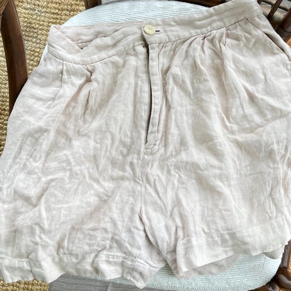 Esby Penny High Waisted 100% Linen Pleated Shorts Size 8 in Pecan - Picture 2 of 11